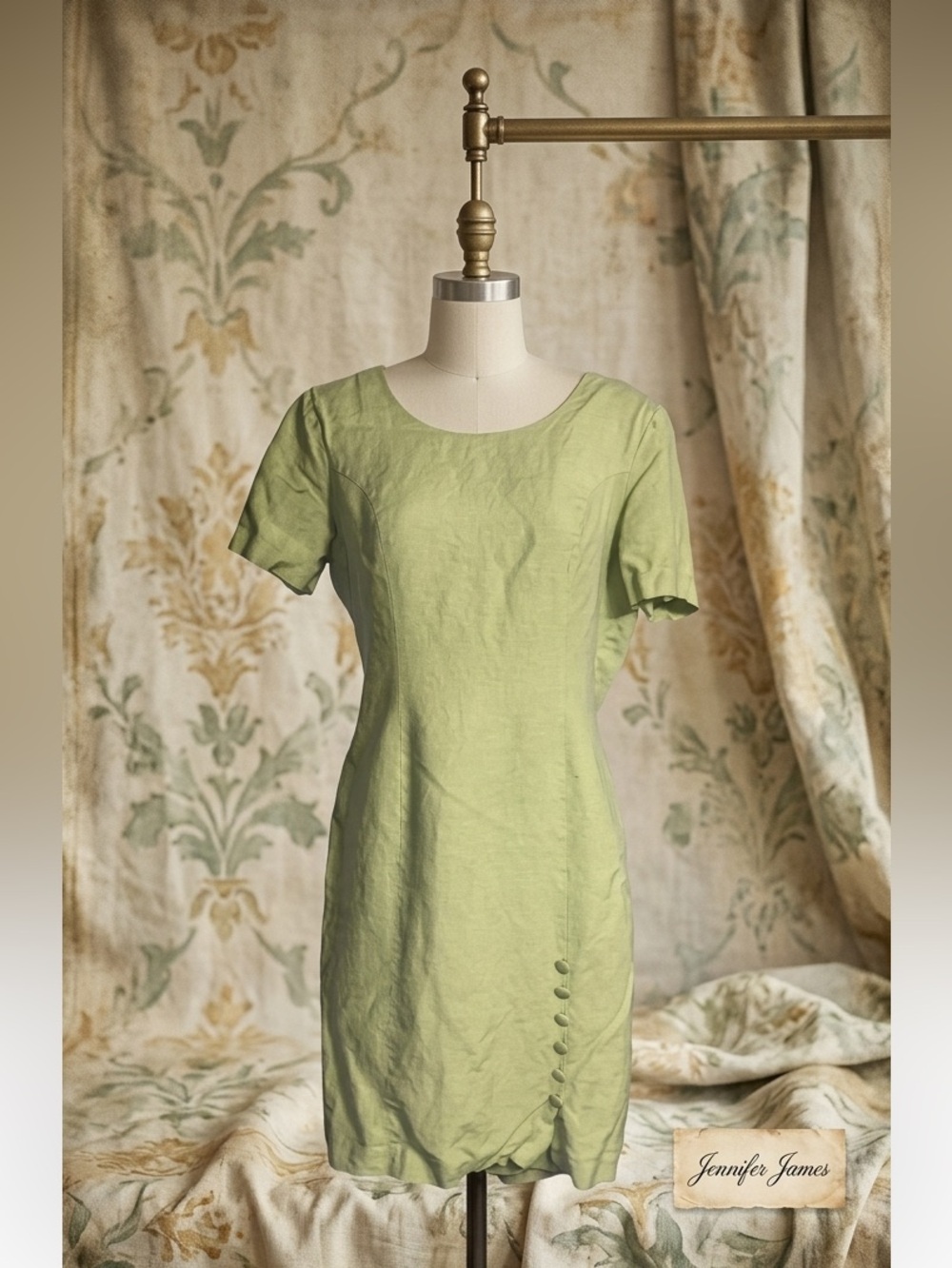 VINTAGE Jennifer James Lime Green Dress (10)